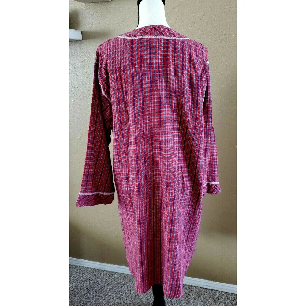 Vtg Disney Red Plaid Flannel Mickey Mouse Gown